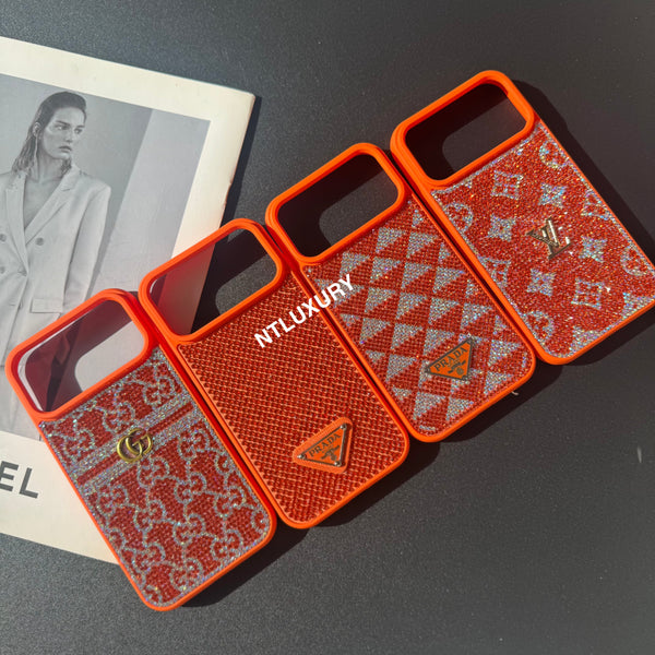Orange Glitter Fashion Girl Phone Case
